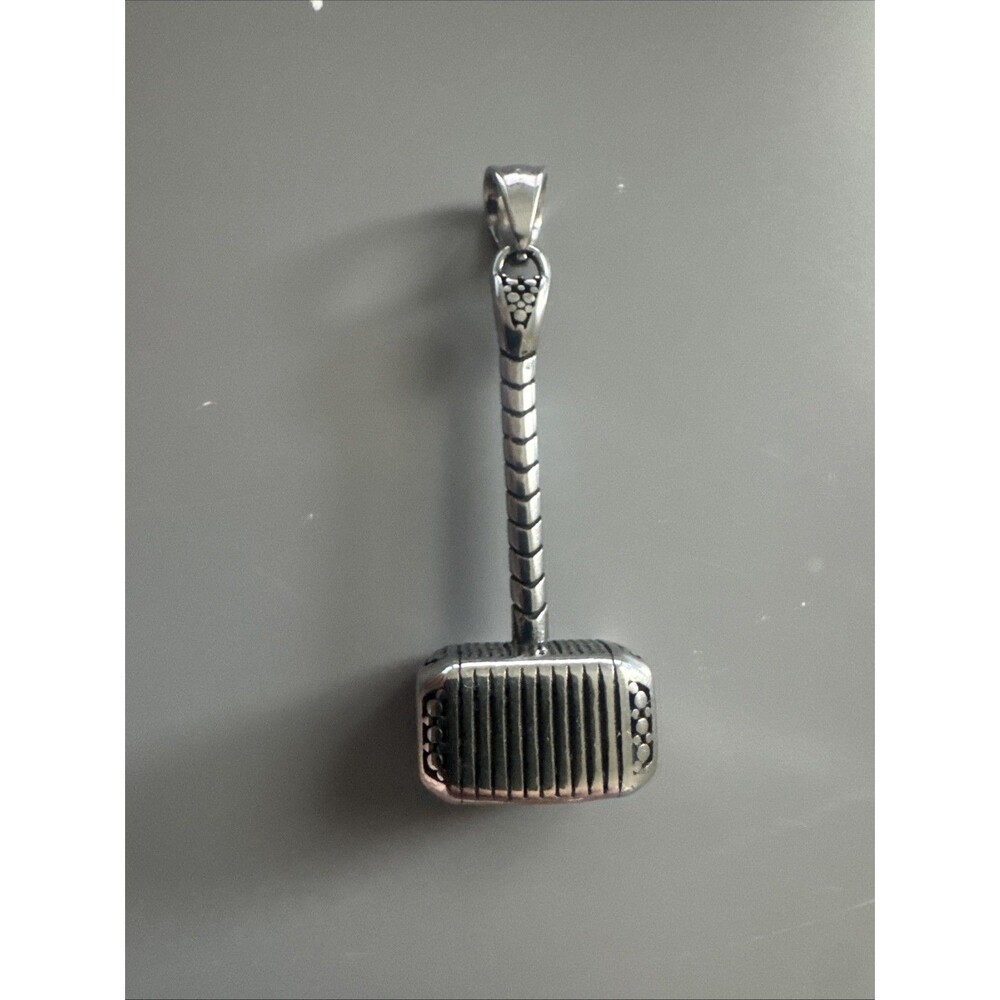 Stainless Steel Hammer Pendant 24 Inch Chain Viking Vintage Gift Men’s Military